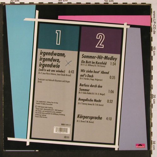 Drews,Jürgen: Irgendwann,Irgendwo +1, Medley, Polydor (889 141-1), D, woc, 1989 Typ: 12" Best.-Nr.: X8909 Preis: 3,00 Euro