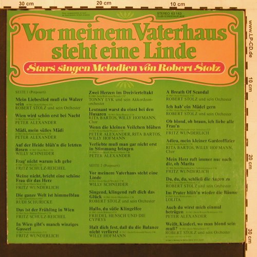 V.A.Vor m. Vaterhaus steht e.Linde: Stars singen Melodien vRobert Stolz, Polydor Club Sonderaufl.(63 163), D,  - LP - X9067 - 6,00 Euro