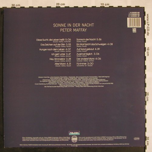 Maffay,Peter: Sonne in der Nacht, Teldec(6.26200 AS), D, 1985 - LP - X907 - 5,00 Euro