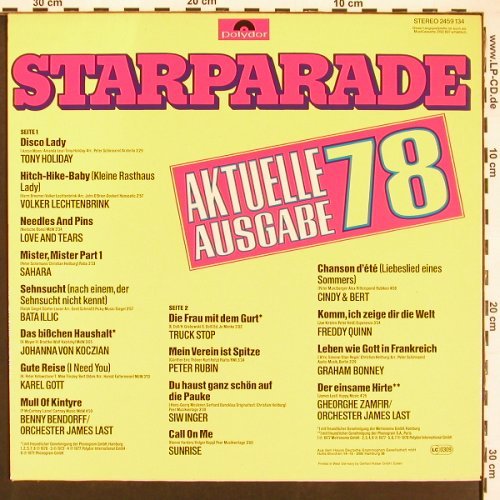 V.A.Starparade Aktuelle Ausgabe 78: Tony Holiday ... Zamfir / Last, Polydor (2459 134), D, 1978 Typ: LP Best.-Nr.: X9419 Preis: 6,00 Euro