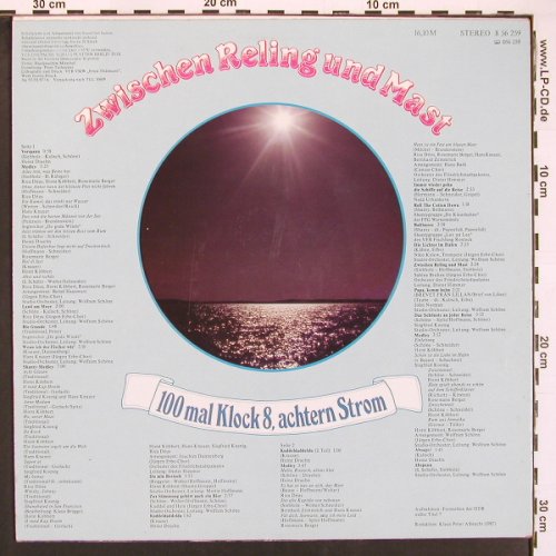 V.A.Zwischen Reling und Mast: 100 mal Klock 8, achtern Strom, Amiga (8 56 259), DDR, 1987 Typ: LP Best.-Nr.: X9532 Preis: 7,50 Euro