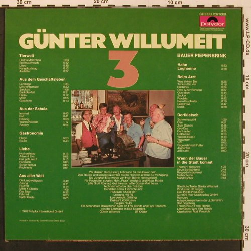 Willumeit,Günter: 3 ( Bauer Piepenbrink ), Polydor(2371 688), D, 1976 - LP - X9846 - 5,00 Euro