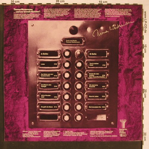 Westermann,Thomas: ...und wer ist mein Nächster ?, Abakus (90 031), D, 1980 Typ: LP Best.-Nr.: Y1170 Preis: 9,00 Euro