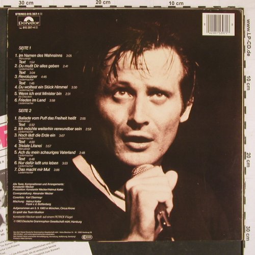 Wecker,Konstantin: Live'83 - Im Namen des Wahnsinns, Polydor (815 397-1), D, 1983 Typ: LP Best.-Nr.: Y1250 Preis: 6,00 Euro