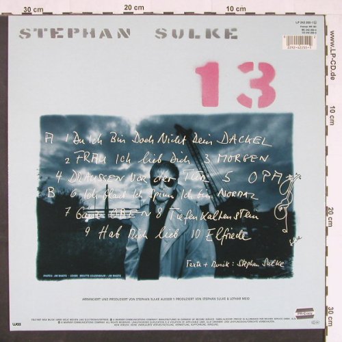Sulke,Stephan: 13, WEA (242 255-1), D, 1987 Typ: LP Best.-Nr.: Y1379 Preis: 5,00 Euro