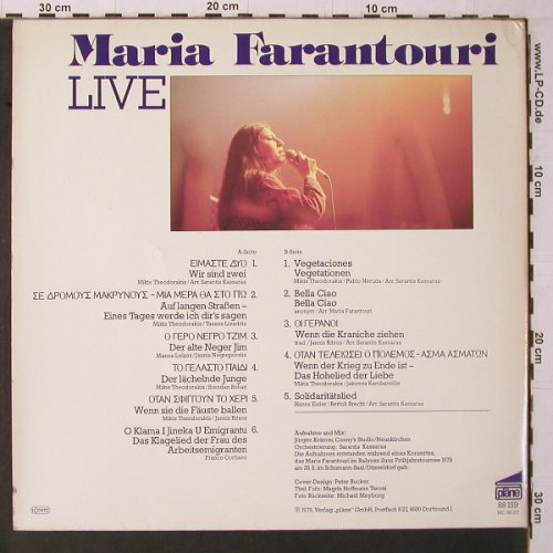 Farantouri,Maria: Live, Foc, m-/vg+, Pläne(88 159), D, 1979 - LP - Y1444 - 6,00 Euro