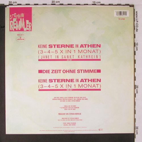 Remmler,Stephan: Keine Sterne In Athen*2+1, Mercury(888 121-1), D, 1986 - 12inch - Y1515 - 4,00 Euro