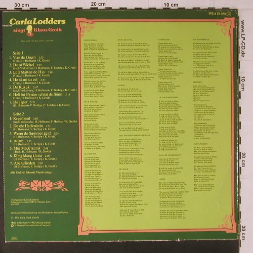 Lodders,Carla: singt Klaus Roth, WEA (58 058), D, co, 1979 Typ: LP Best.-Nr.: Y1622 Preis: 7,50 Euro