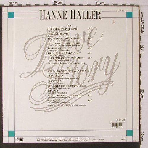 Haller,Hanne: Love Story, Metronome(831 794-1), D, 1986 - LP - Y1688 - 6,00 Euro