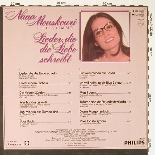 Mouskouri,Nana: Lieder,die die Liebe schreibt, Philips(9129 001), D, 1978 - LP - Y1742 - 6,00 Euro