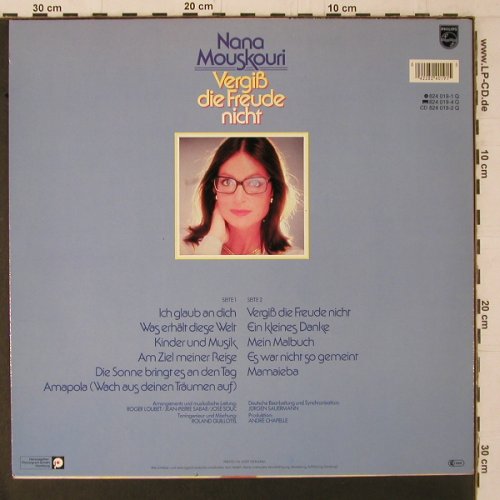 Mouskouri,Nana: Vergiß die Freude nicht, Philips(824 019-1 Q), D, 1984 - LP - Y1743 - 6,00 Euro