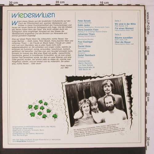 Wiederwillen: Deutsche Lieder, 4 Tr., Merlin Rec. (160281), D, 1983 Typ: 12" Best.-Nr.: Y1795 Preis: 5,00 Euro