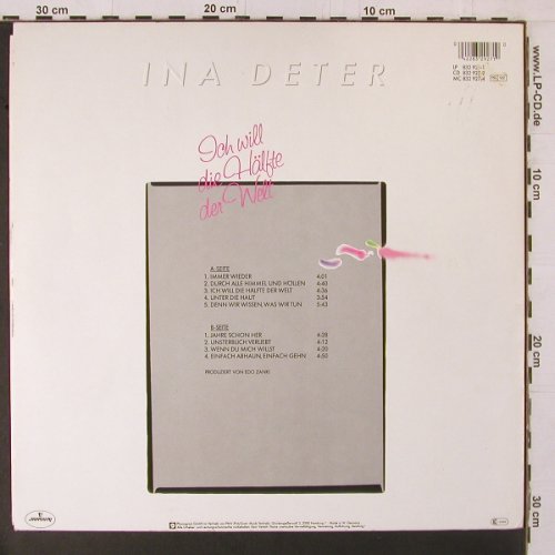 Deter,Ina: Ich will die Hälfte der Welt, Mercury(832 927-1), D, 1987 - LP - Y1803 - 6,00 Euro