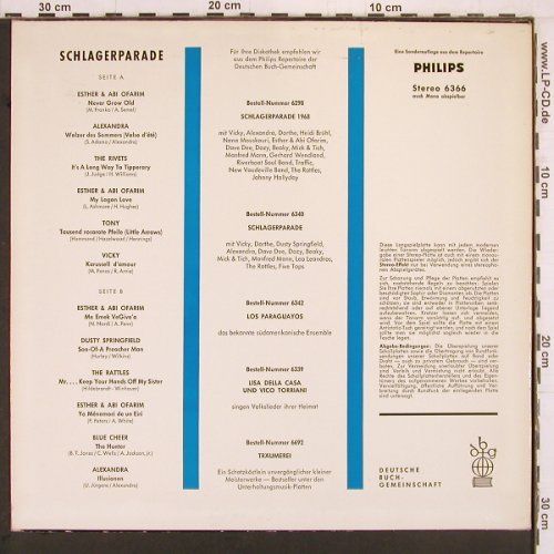 V.A.Schlagerparade: Ester&Abi Ofarim,Rattles, Vicky.., Philips Club Ed. (6366), D, 1969 Typ: LP Best.-Nr.: Y1979 Preis: 7,50 Euro