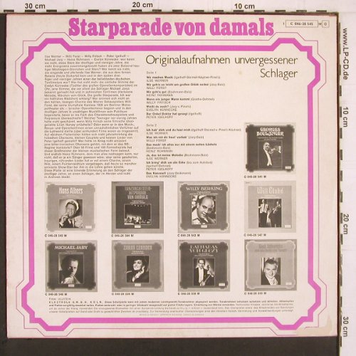 V.A.Starparade von damals: Originalaufn. Unvergessene Schlager, Kristall, Mono (C 046-28 545), D, vg+/m- Typ: LP Best.-Nr.: Y1985 Preis: 5,00 Euro