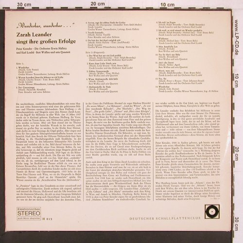 Leander,Zarah / Peter Kreuder: Wunderbar, Wunderbar.., Deutscher Schallpl.Club (H 012), D Typ: LP Best.-Nr.: Y1990 Preis: 9,00 Euro