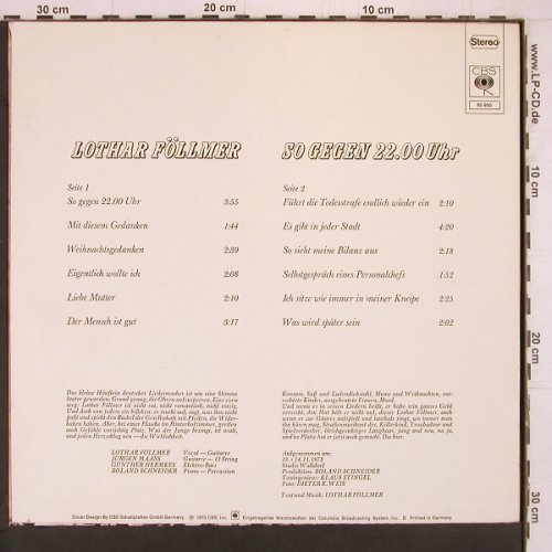 Föllmer,Lothar: So Gegen 22.00 Uhr, CBS(65 950), D, 1973 - LP - Y2153 - 6,00 Euro