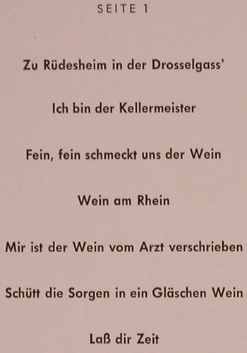Schneider,Willy: Lieder vom Rhein und Wein, Telefunken, ClubEd. (6356), D, 1976 Typ: LP Best.-Nr.: Y2225 Preis: 7,50 Euro