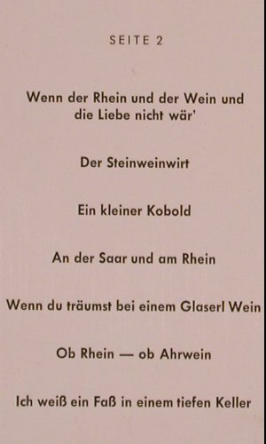 Schneider,Willy: Lieder vom Rhein und Wein, Telefunken, ClubEd. (6356), D, 1976 Typ: LP Best.-Nr.: Y2225 Preis: 7,50 Euro