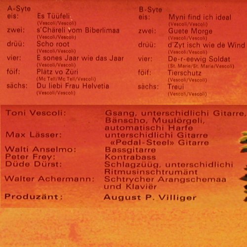Vescoli,Toni: Guete Morge, CBS (CBS 81008), NL, 1975 Typ: LP Best.-Nr.: Y2226 Preis: 7,50 Euro