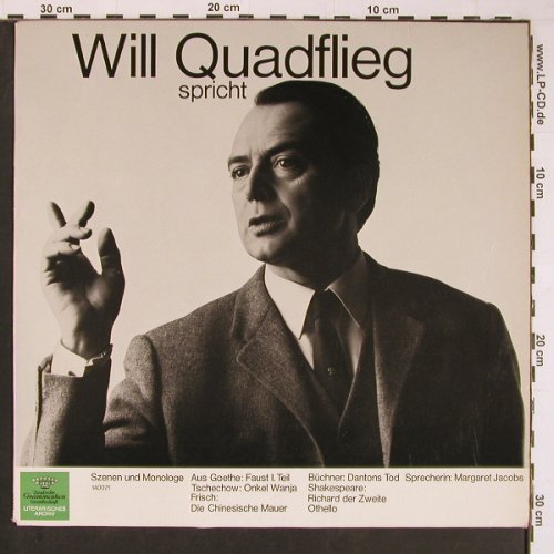 Quadflieg,Will: spricht Goethe, Büchner.. (1968), Deutsche Gramophon(140 021), D, Ri,  - LP - Y222 - 12,50 Euro