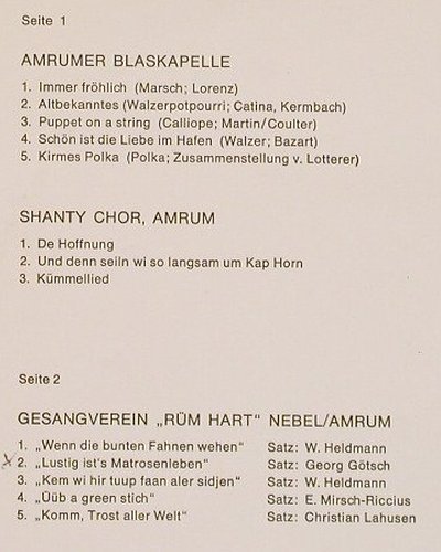V.A.Amrum: Blas u.Chormusik auf, Shanty Chor.., Life Records(187-6407), D,  - LP - Y2342 - 7,50 Euro
