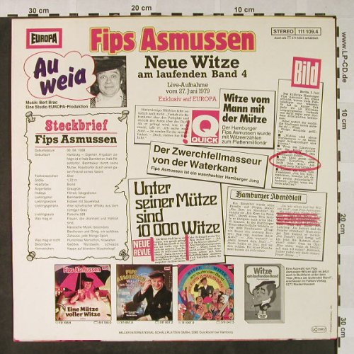 Asmussen,Fips: Au Weia, Europa (111 109.4), D, 1979 Typ: LP Best.-Nr.: Y2378 Preis: 5,00 Euro