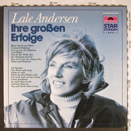 Andersen,Lale: Ihre Grossen Erfolge'72,StarStunden, Polydor (2416 181), D, Ri Typ: LP Best.-Nr.: Y2388 Preis: 6,00 Euro