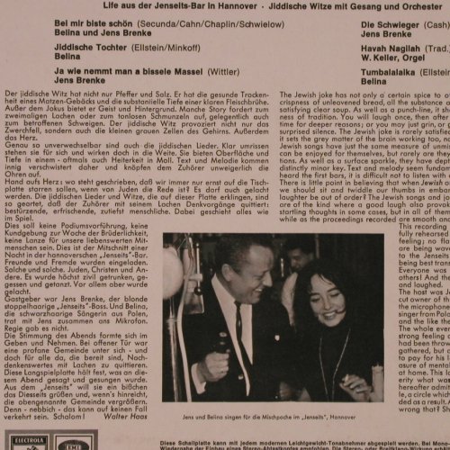 Belina - Jens Brenke, W.Keller: Wenn die Jidden lachen,+Collage, Electrola (SME 74 137), D Typ: LP Best.-Nr.: Y2391 Preis: 7,50 Euro