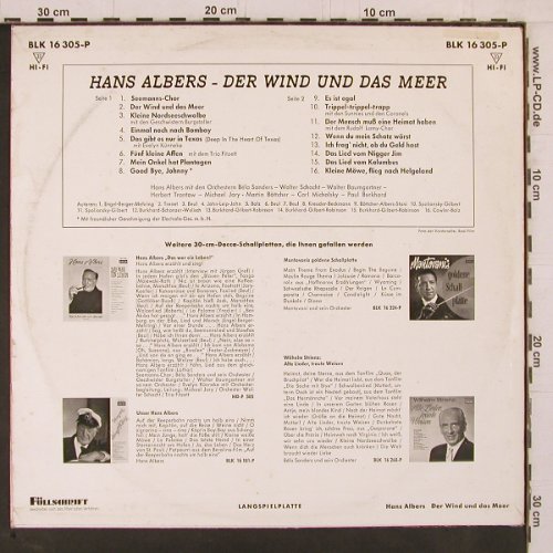 Albers,Hans: Der Wind und das Meer, Decca (BLK 16 305-P), D Typ: LP Best.-Nr.: Y2395 Preis: 6,00 Euro
