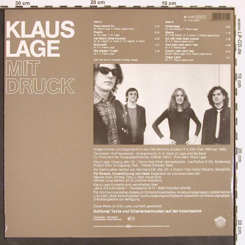 Lage,Klaus: Positiv, Musikant (1575711), NL, 1982 Typ: LP Best.-Nr.: Y2473 Preis: 6,00 Euro