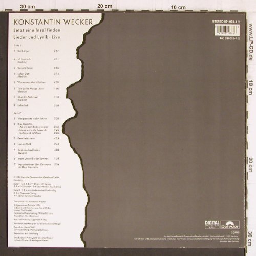 Wecker,Konstantin: Jetzt eine Insel finden, Live, Polydor (831 078-1), D, 1986 Typ: LP Best.-Nr.: Y255 Preis: 6,00 Euro