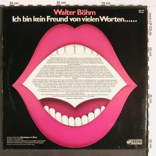 Böhm,Walter: Ich bin kein Freund von vielen Wort, LP Ton (666 451), D, 1970 Typ: LP Best.-Nr.: Y2630 Preis: 7,50 Euro