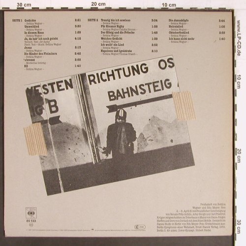 Wegner,Bettina: Traurig bin ich sowieso, CBS (85 133), D, 1981 Typ: LP Best.-Nr.: Y2688 Preis: 6,00 Euro