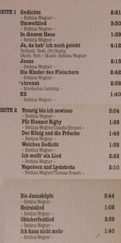 Wegner,Bettina: Traurig bin ich sowieso, CBS (85 133), D, 1981 Typ: LP Best.-Nr.: Y2688 Preis: 6,00 Euro