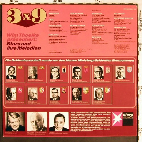 V.A.Wim Thoelke präsentiert: 3x9, Ausgabe 1973, 27 Tr., Stern Musik (2437 174), D, 1973 Typ: LP Best.-Nr.: Y2696 Preis: 5,00 Euro