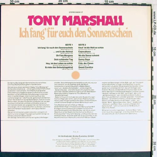 Marshall,Tony: Ich fang'für euch den Sonnenschein, Ariola(86 261 IT), D,  - LP - Y2786 - 6,00 Euro