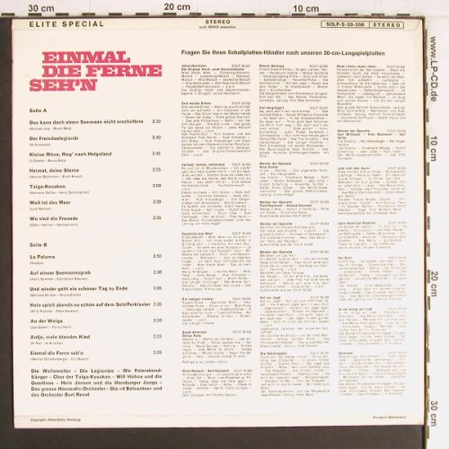 V.A.Einmal die Ferne seh'n: Die Wellenreiter...Orch.Bert  Reval, Elite(SOLP-S-33-256), CH, 14 Tr.,  - LP - Y2917 - 9,00 Euro