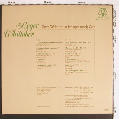 Whittaker,Roger: Zum Weinen ist immer noch Zeit, Aves (INT 161.542), D, 1981 Typ: LP Best.-Nr.: Y2976 Preis: 5,00 Euro