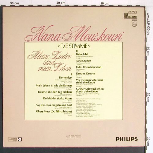 Mouskouri,Nana: Meine Lieder sind mein Leben, Philips(28 398-6), D Club-Ed., 1981 - LP - Y3341 - 6,00 Euro