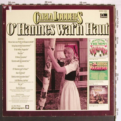 Lodders,Carla: O'Hannes wat'n Haut, Fontana (9294 082), D, 1976 Typ: LP Best.-Nr.: Y3354 Preis: 7,50 Euro
