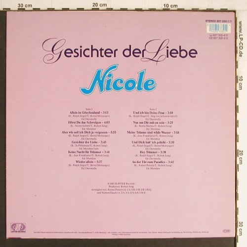 Nicole: Gesichter der Liebe, Jupiter(827 332-1), D, 1985 - LP - Y3417 - 6,00 Euro
