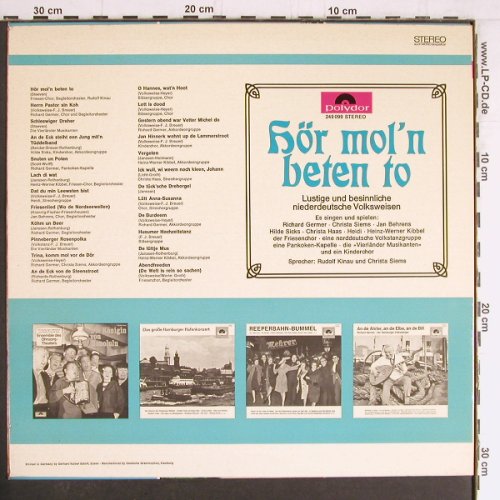 V.A.Hör Mol'n Beten To: Richard Germer... Vierländer Musik., Polydor(249 099), D, 1966 - LP - Y3510 - 7,50 Euro
