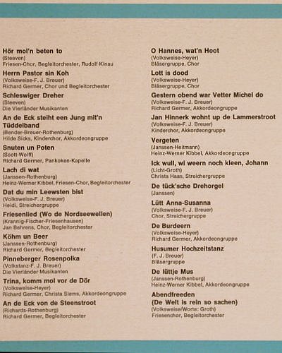 V.A.Hör Mol'n Beten To: Richard Germer... Vierländer Musik., Polydor(249 099), D, 1966 - LP - Y3510 - 7,50 Euro
