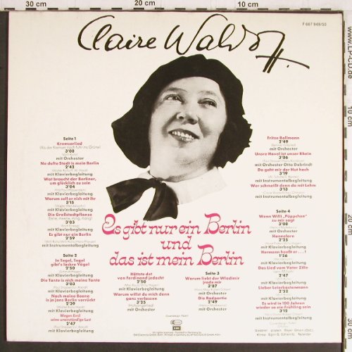 Waldoff,Claire: Es gibt nur ein Berlin u das ist m., Odeon (F 667 949/50), D Typ: 2LP Best.-Nr.: Y3558 Preis: 9,00 Euro