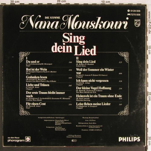 Mouskouri,Nana: Sing dein Lied, Philips(9129 006), D, 1979 - LP - Y3573 - 6,00 Euro