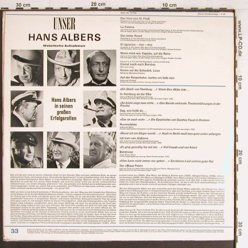 Albers,Hans: Unser Hans Albers (Musik u.erzählt), Decca, Club Ed. (70 750), D, m-/vg- Typ: LP Best.-Nr.: Y3629 Preis: 6,00 Euro