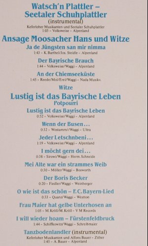 3 lustigen Moosacher: A Zünftige Bierzeltgaudi, Live, Ariola/Isar Ton (207 883-250), D, 1986 Typ: LP Best.-Nr.: Y3683 Preis: 6,00 Euro