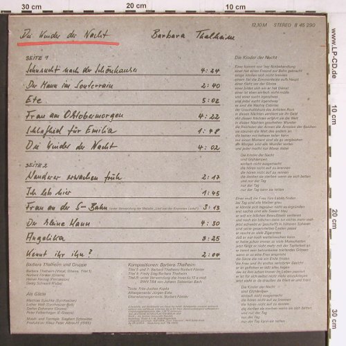Thalheim,Barbara: Die Kinder der Nacht, Amiga (8 45 290), DDR, 1985 Typ: LP Best.-Nr.: Y3752 Preis: 7,50 Euro