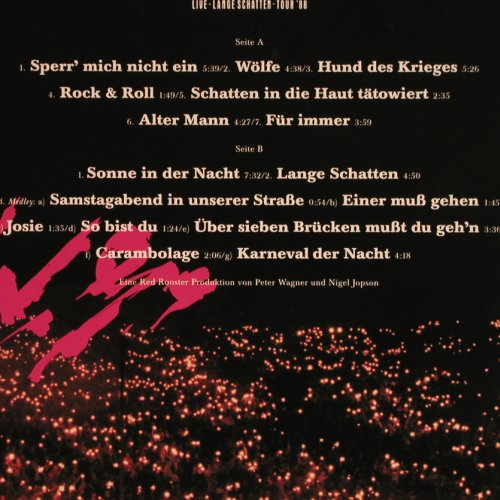 Maffay,Peter: Live - Lange Schatten,Tour'88, Teldec(6.26909 AS), D, Foc, 1988 - LP - Y3911 - 6,00 Euro